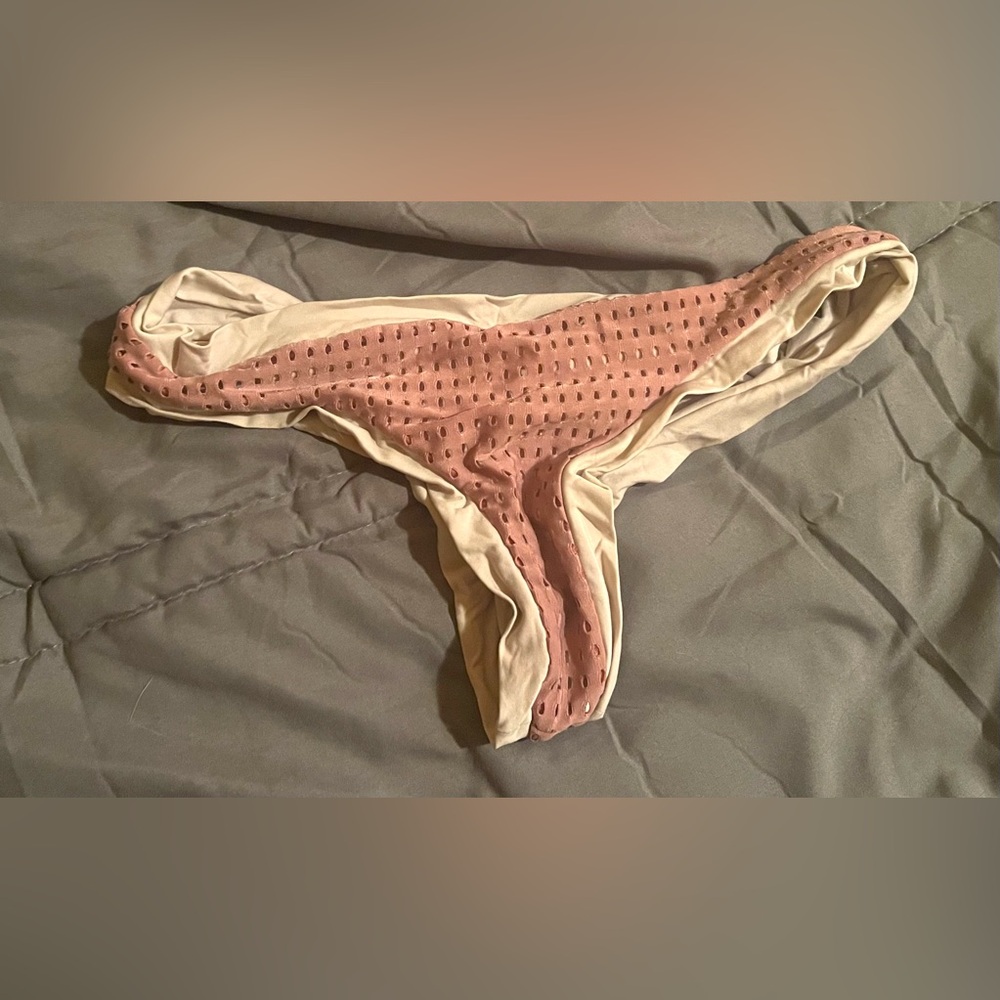 Acacia Swimwear Pink and White Mesh top and bottom (bikini)
